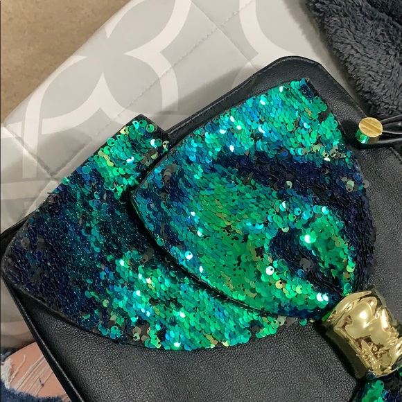 Betsey Johnson Sequin Bow Satchel Purse - Picture 9 of 15